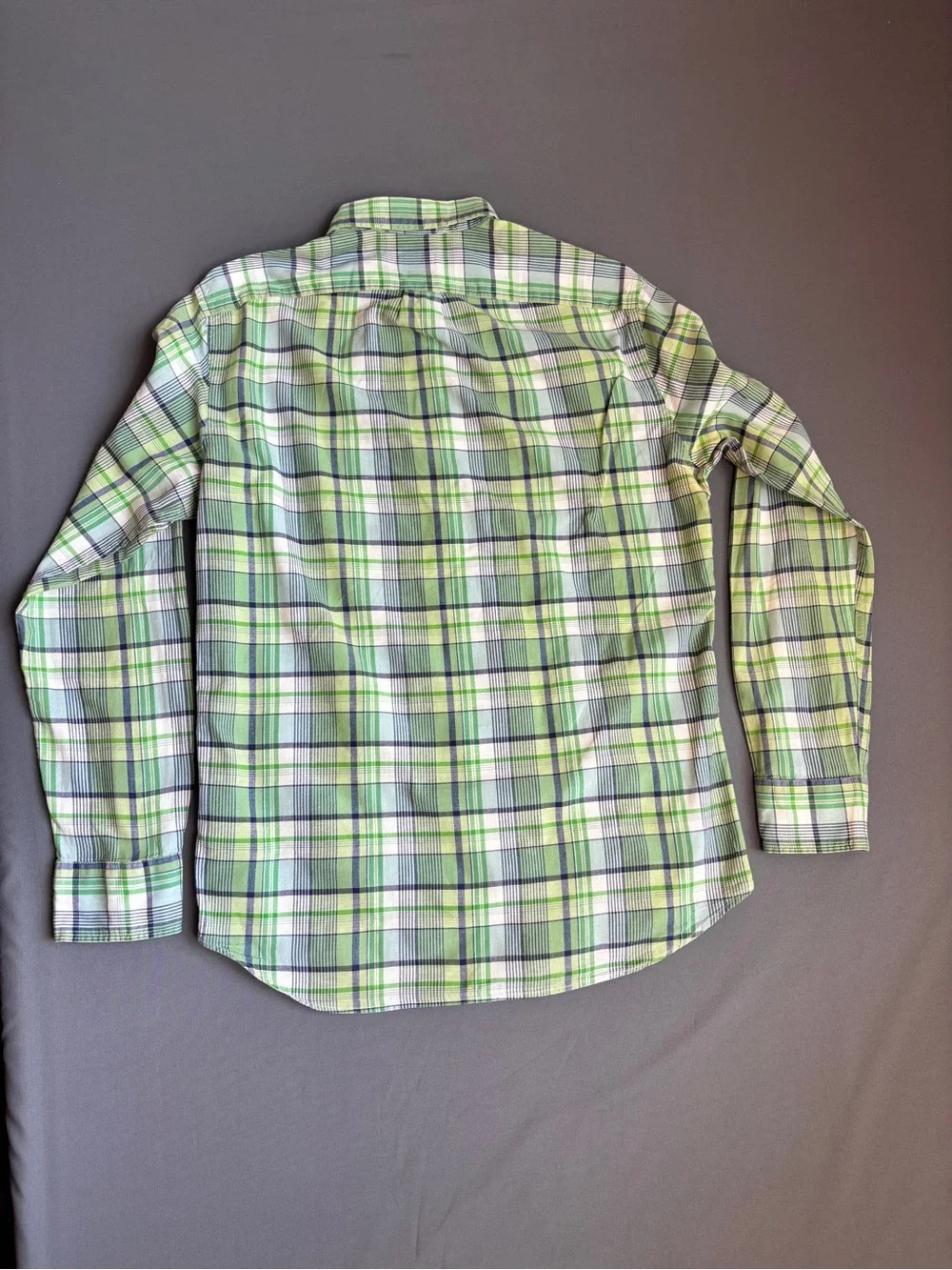J.Crew Indian Madras Green Plaid Button Down Shirt Men's Medium Cotton